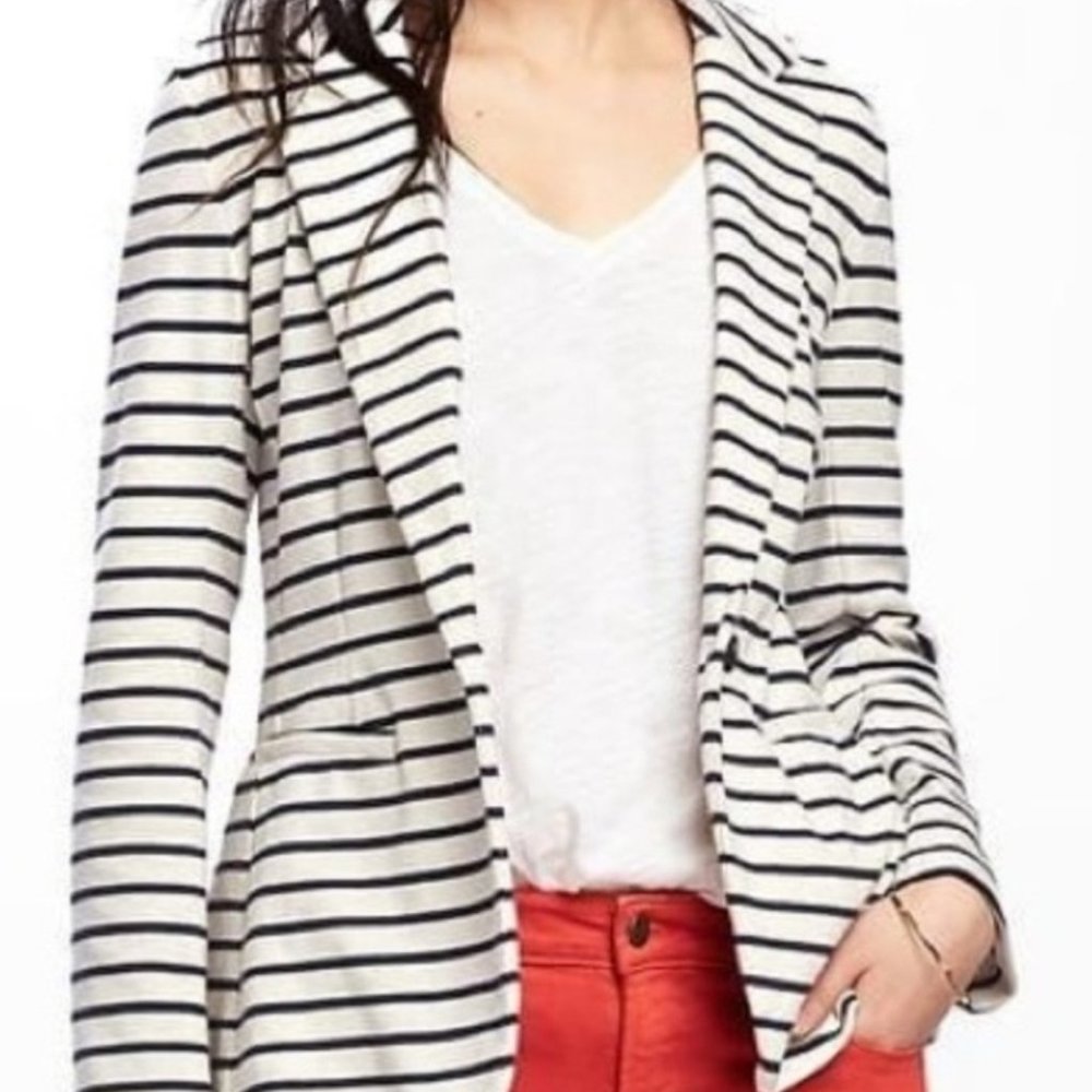 Classic Striped Knit Blazer for Women XXL - Picture 4 of 7